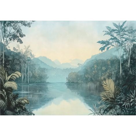 Papier peint rivière forêt multicolore décoration murale pour chambre à coucher – 250 x 175 cm papier peint intissé Wallarena