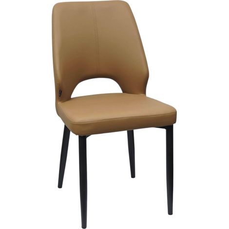 Chaise moderne ANVERSA en simili-cuir Cuoio avec pieds en métal noir