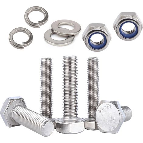 20Pcs M8X30 Boulons à tête hexagonale Comprend Ecrou Nylstop rondelles Boulons hexagonaux Acier inoxydable 304 (A2)-DIN 933 Vis hexagonales entièrement filetées vis à capuchon (1/5)