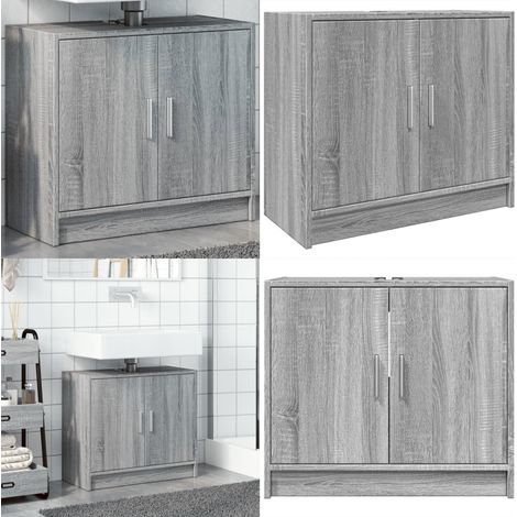 Armario de lavabo madera de ingeniería gris Sonoma 63x29x55 cm - Armario bajo lavabo - Madera de ingeniería