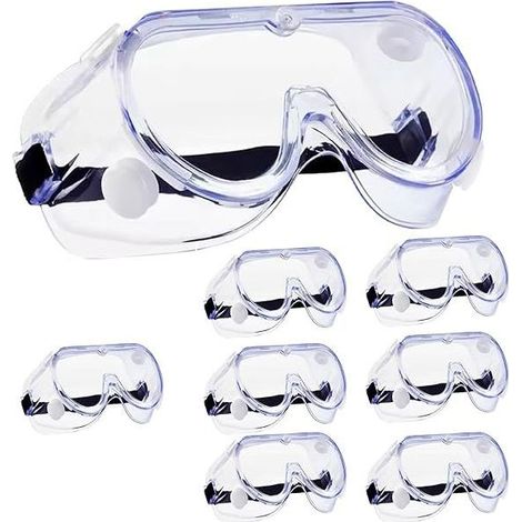 Lot de 8 Lunettes Masque de Sécurité Anti buée Résistantes aux Produits Chimiques Protection des Yeux Transparente Pour Maison, Laboratoire, Lieu de Travail (1/5)