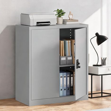 Meuble de rangement de bureau coloris gris 80 x 40 x 92,5 cm (1/5)
