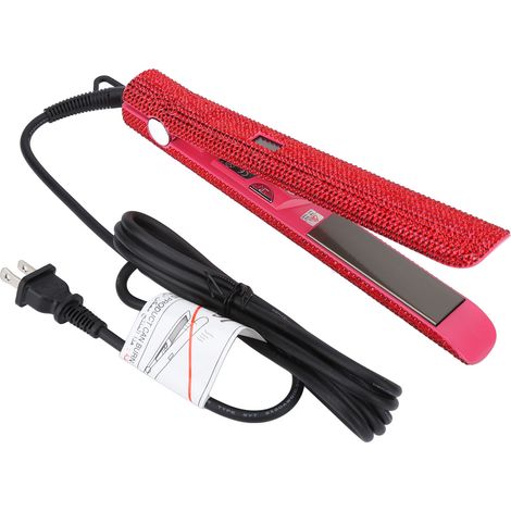 Lisseur Professionnel Titane Rouge à Strass - Lissage et Bouclage - Prise US 110V (1/5)