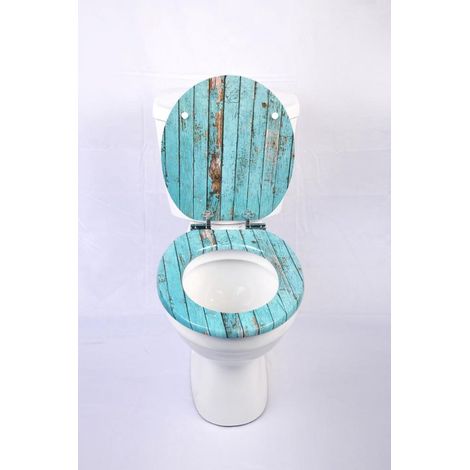 Abattant de toilettes – Vert émeraude – 43,5x37,8x5 cm – Fermeture douce – MDF (1/5)