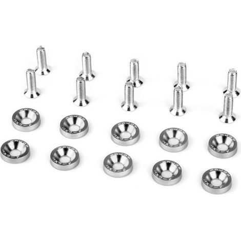 6 pièces Boulon Écrou M6, fixation plaque d'immatriculation pour boue et carrosserie, compatible Honda Civic Integra RSX EK, finition argent