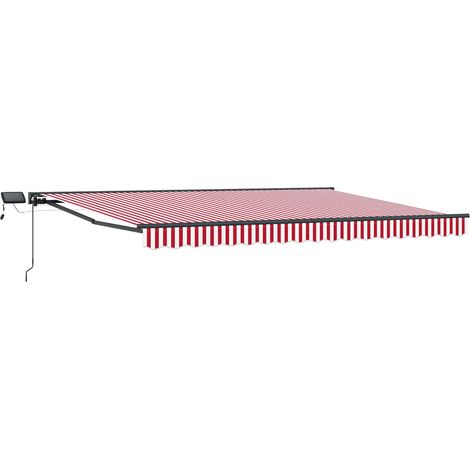 Manueller Markisenrahmen mit LEDs Rot und Weiß 4,5 × 3 m