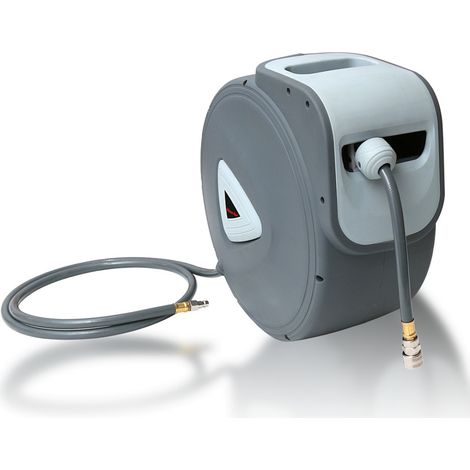 Wolketon Enrouleur de tuyau d'air comprimé Enrouleur automatique 30M Tuyau d'air comprimé, raccord 1/4, support de tuyau mural inclus, pression de travail max. 18 bar