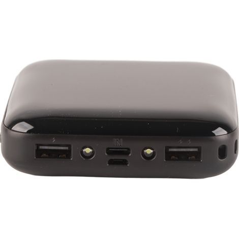 Mini batterie externe portable avec écran numérique LED, surface miroir, haute capacité, câble de données inclus, noir, 20 000 mAh (1/5)