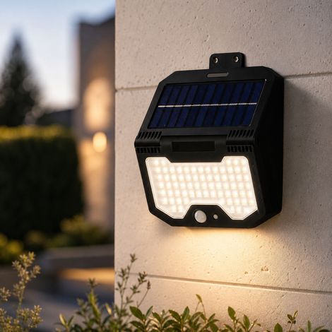 Wasserdichte Solar-LED-Wandleuchte für den Außenbereich, mit Bewegungsmelder, kabellos, verstellbar, für Garten und Hof, 19,3 x 15,5 cm (1/4)