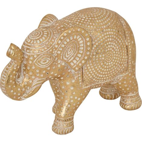 Statua dorata di elefante gajah 16,5x7 cm - Atmosphera créateur d'intérieur