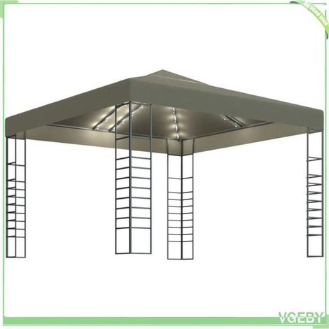 Chapiteau / Gazebo - FAFEICY - 3070309 - 3 x 3 m - Guirlande LED solaire - Taupe (1/5)