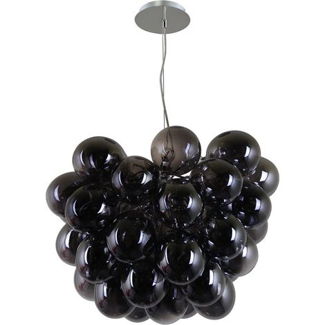 Italux Bento - Lámpara colgante moderna de cromo 8 luces con pantalla ahumada, G9 (1/2)