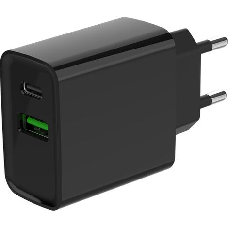 Cargador rápido USB 2 puertos , 20 W, negro