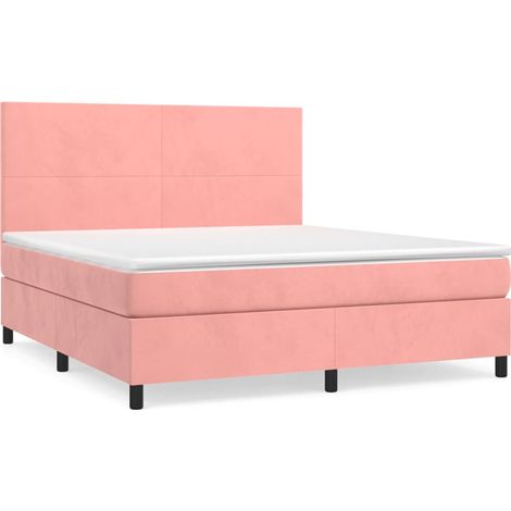 Maison Exclusive - Giroletto a Molle con Materasso Rosa 180x200 cm in Velluto