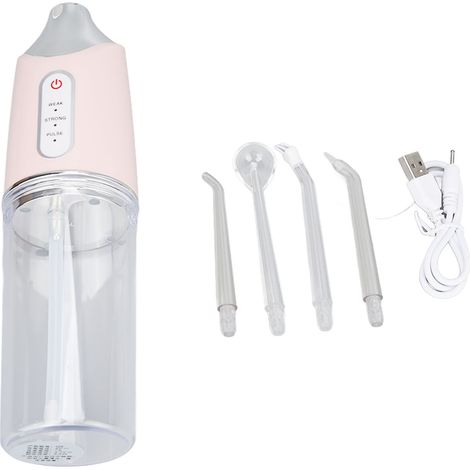 Irrigateur Dentaire Électrique 3 Modes, 4 Buses, Rotation 360°, Nettoyeur Dentaire Haute Fréquence Rose (1/5)