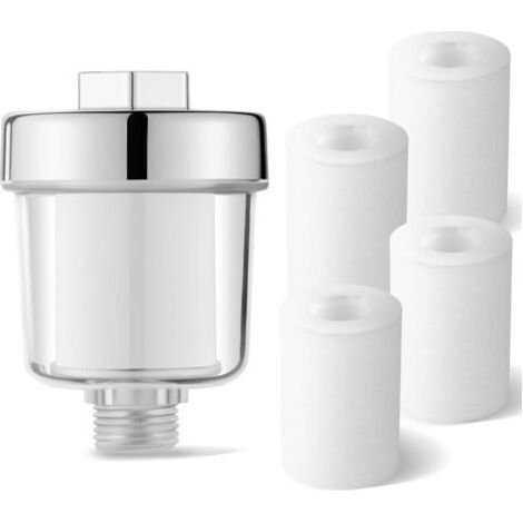 Anti-Scale Shower Filter, Shower Water Filter with 5 Thickened Filter Cartridges (1/4)