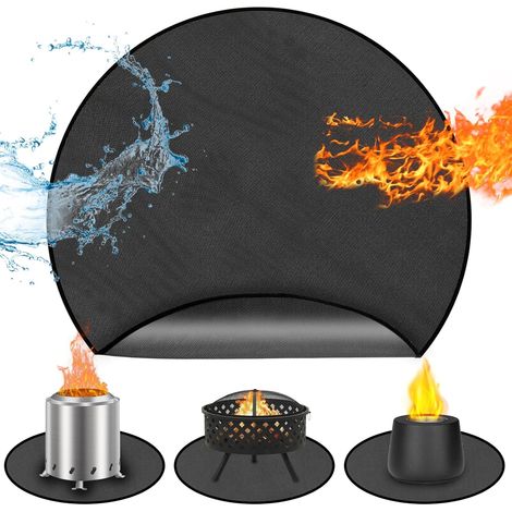 Tapis ignifuge de 50 cm (20 pouces) - Protection robuste et résistante à la chaleur pour foyers extérieurs et barbecues, imperméable et portable, noir
