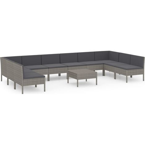 Maison Exclusive - 11-tlg. Garten-Lounge-Set mit Auflagen Poly Ra