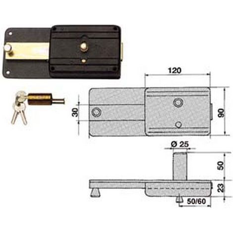 1PZ FERROGLIETTO CON CATENACCIO 6 MANDATE CON CILINDRO FISSO 220CF - mm.60 (220