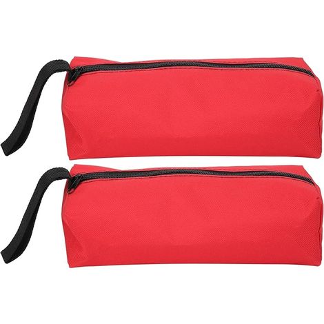 Set of 2 small tool cases, 25 x 8.5 x 7 cm, multifunctional and portable, made of 600D polyester with shoulder strap and zipper (red) (1/5)