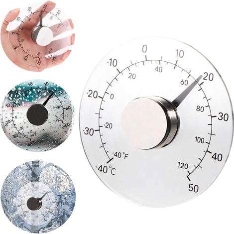 Thermomètre d'extérieur, Thermomètre Extérieur Transparent,pour la Détection de Température Extérieure et Intérieure, -40 à 50 degrés Celsius, diamètre 11 cm (1/5)
