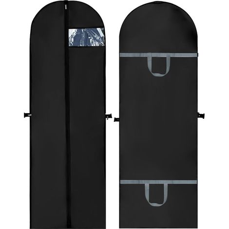 Housses de Vêtements Longues 180 x 60 cm Lot de 2, noir Housse Robe Longue Anti Humidité, Housse Vetements à Suspendre pour costumes, robes, manteaux