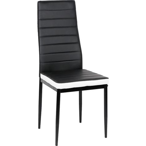 Hofuton Lot de 2 chaises noirs/bandeau blancs pour salle à manger (1/5)