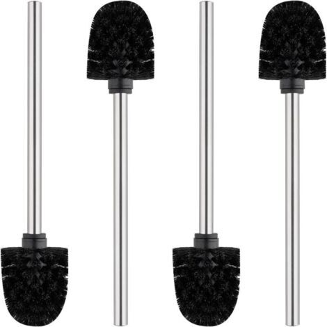 Brosse WC Classique 4 Pièces, Manche en Acier Inoxydable, Tête de Brosse Noire 7CM (1/3)