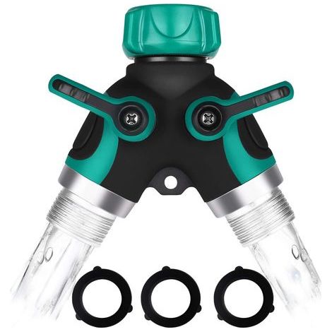 Séparateur De Tuyau 2 Voies Arrosage Répartiteur De Robinet d'Eau Connecteur Rapide Adaptateur De Tuyau d'Arrosage Pour Robinet Jardin 3/4" Connecteur De Tuyau En Y 2 Voies Avec Vanne d'Arrêt (1/4)