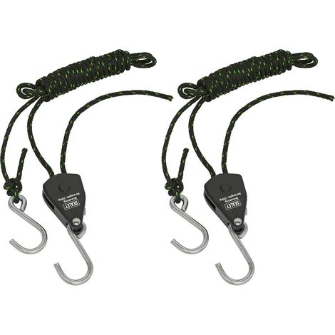 Sealey VS0118 Ratchet Parts Hanger/Tie Down with S-Shaped Hooks 2m - Pack of 2