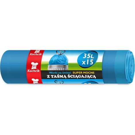 Sacchi per la spazzatura con chiusura a nastro, resistenti, 35L, 15 pezzi, Kuchcik (1/5)