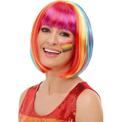Rainbow Bob Wig - Multi-Coloured - 52028