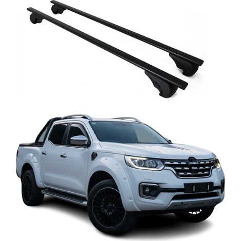 OMAC Dachträger Querträger für Renault Alaskan 2017-2021 – Abschließbar – Max. 75 kg – 2 Stangen Stahl Schwarz (1/5)