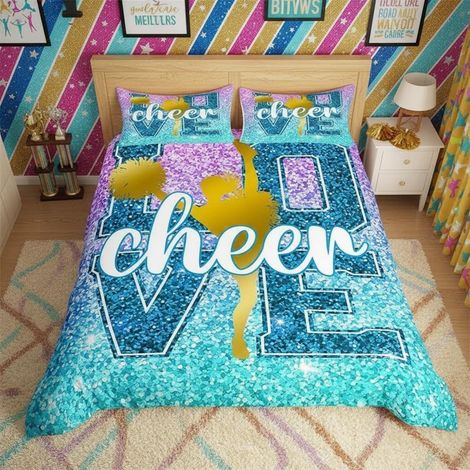 Bettwäsche-Set 200x200cm Cheerleader Glitzer Sterne Mikrofaser 3-teilig
