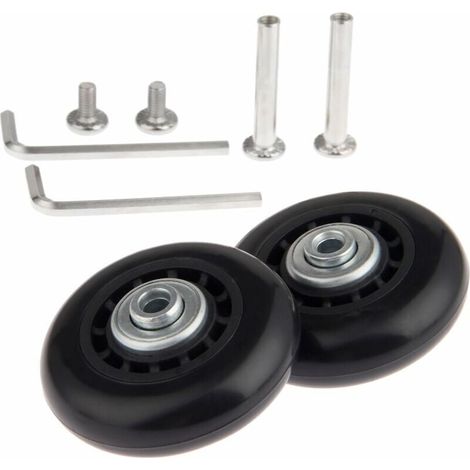 Set of 2 replacement wheels with bearing axles 70 x 24 mm - replacement wheels for suitcase, suitcase repair, suitcase caster, luggage wheel, axles and casters