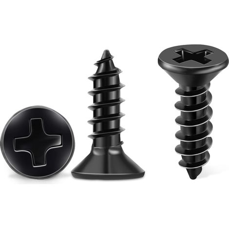 100 PCS Vis Inox 18-8 A2 Tête Fraisée Cruciforme PH Ø 4 x 10 mm noire lot de 100 Vis autotaraudeuses, inoxydable Oxyde Noir bricolage vis à bois M4 (1/5)