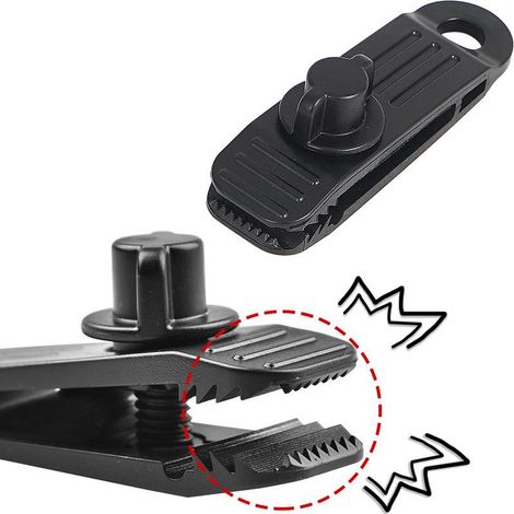 12 Pinces Crocodile Noir pour Bâche, Serre-joints avec Mâchoire de Verrouillage, Accessoires de Tente, Fixation pour Auvent, Couverture de Bateau, Piscine, Voiture (1/4)