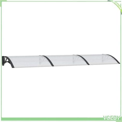Auvent de porte - FAFEICY - 153578 - 300x75 cm - Polycarbonate 5 mm - Cadre aluminium noir (1/5)