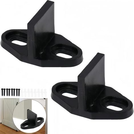 2 piezas, Guía de suelo, Soporte de pared ajustable, Con tornillos, puertas de madera y puertas de armario, 45 × 22,5 × 20 mm, Negro (1/5)
