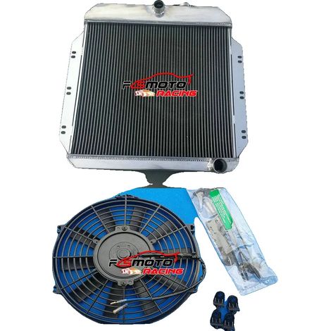 Radiador, construcción de aluminio, tamaño del núcleo 548 mm x 480 mm, tamaño total 665 mm x 610 mm, compatible con Chevy/GM de 1960-1962, 30 % más de refrigeración. (1/5)