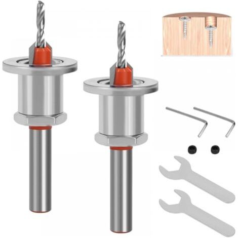 2 Pièces Jeu de Mèches HSS, Mèches de Conique Acier 8mm Set de Forets à Chanfreiner, Forets à Fraisers à Bois à Trous Coniques (2.8+3.2mm) (1/5)