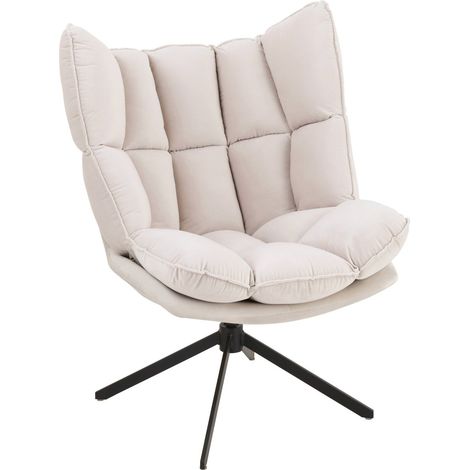 Chaise relax avec coussins confort sur structure métal beige - Beige doux et métal noir mat (1/5)