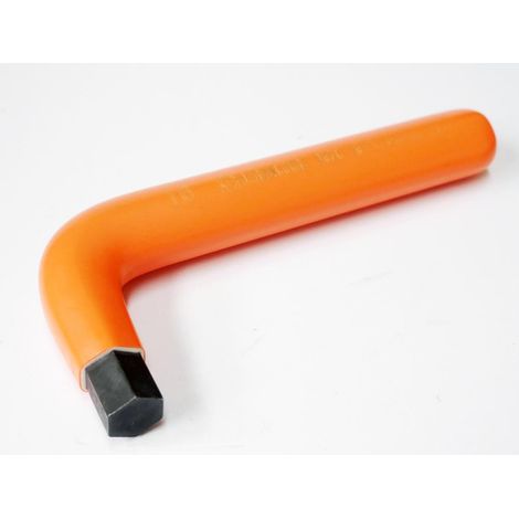 Clé male coudée 6 Pans 16mm isolée 1000V orange pour vis creuses poignée 175mm série courte DERANCOURT