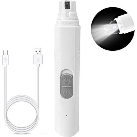 Lime à ongles électrique pour chien et chat, silencieuse et sans fil, coupe-griffes rechargeable pour animaux, soin des griffes, 14,2 x 2,7 x 2,7 cm, blanc (1/5)