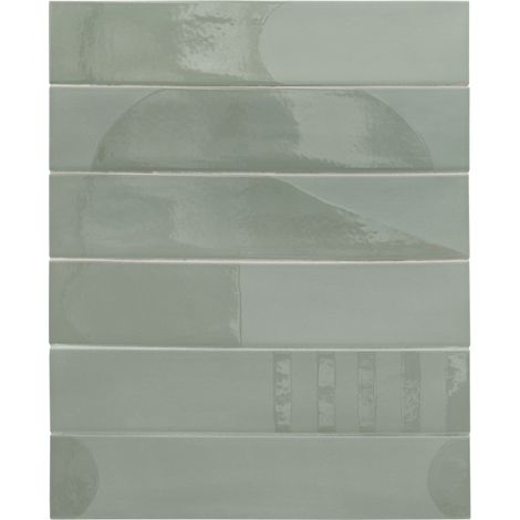 Aelle - Carrelage sol / mur brique déco mixe mate et brillant effet béton vert menthe 6x30 cm WADI DECOR MINT - Vendu par boîte de 0.50 m²