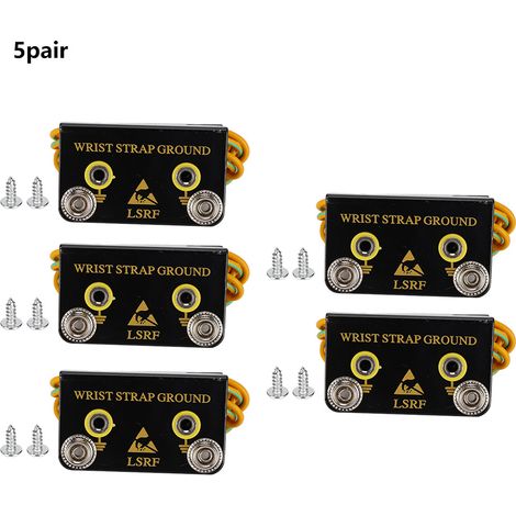 Connecteur De Mise À La Terre ESD En L - 2 Ports Pour Bracelet Antistatique - Installation Sur Établi - Lot De 5 Pièces (1/5)