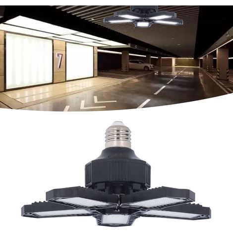 Projecteur LED pour garage E27/20W, éclairage industriel et minier 1500 lm, pliable à 5 abat-jour, éclairage intérieur pour entrepôt et entrepôt. (1/5)