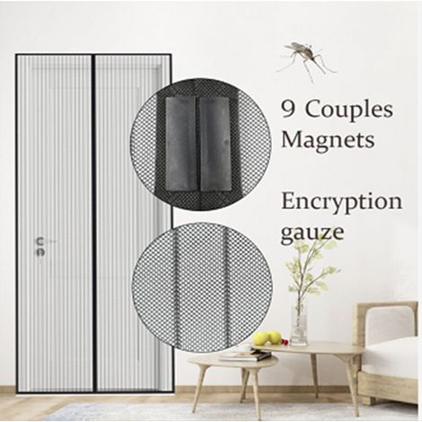Rideau anti-moustiques magnétique 140x240cm pour porte de balcon, cave, terrasse, fermeture automatique, aimants renforcés, installation adhésive sans perçage (1/5)