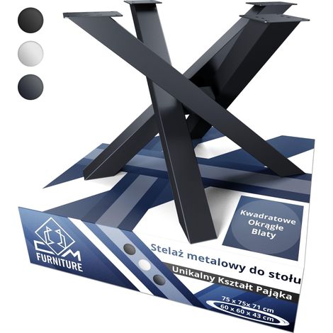 Pieds de table en métal anthracite CM Furniture, motif araignée, pour plateaux ronds/carrés, hauteur 43 cm. Structure de table en forme de X, dimensions : H 43 x l 60 x P 60 cm. Table de conférence à (1/5)