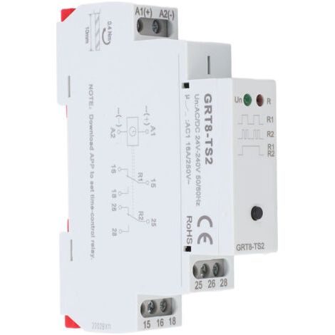 Relais temporisé avec boîtier ABS ignifuge et voyant LED pour circuits AC/DC 24‑240V (1/5)